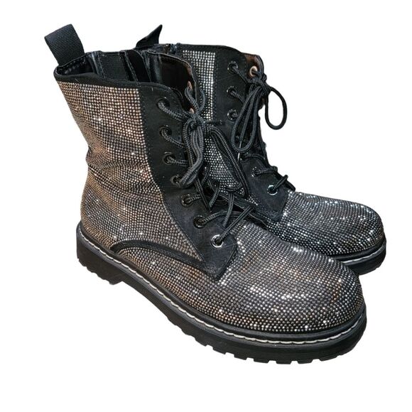 Torrid Betsey Rhinestone Combat Bootie Boots 9.5WW - Picture 1 of 9